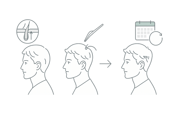 結着式増毛のメンテナンスサイクル(月1回の根元戻しイメージ)