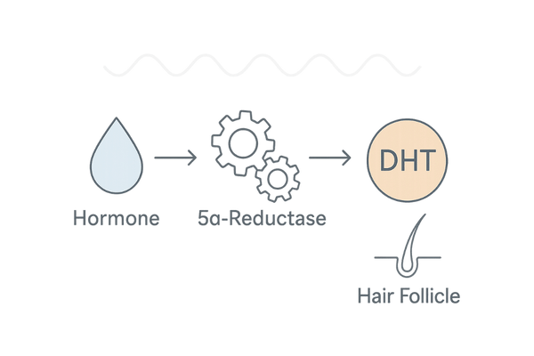 第二次性徴とホルモンバランス｜5α還元酵素とDHTの流れ（変動イメージ）