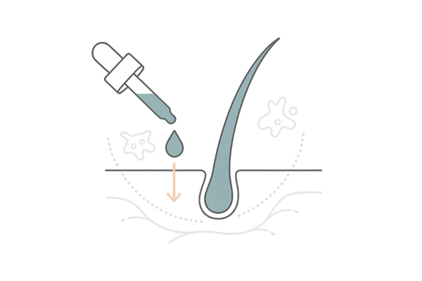 育毛剤で頭皮に栄養補給｜スポイトから毛包へ届くイメージ