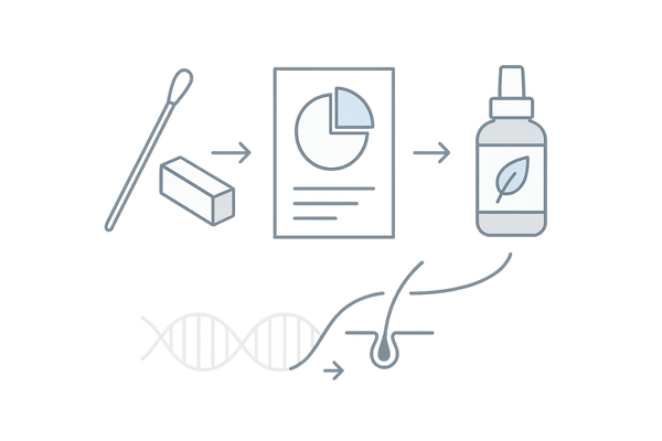 遺伝子検査付き育毛剤｜検査→レポート→パーソナライズ外用の流れ